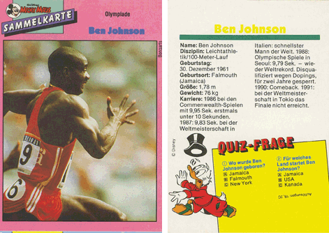 Micky Maus Sammelkarten - Ben Johnson