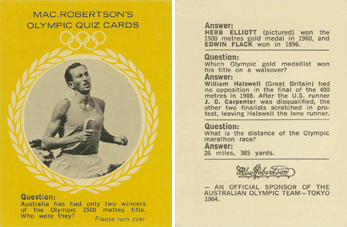 Olympic Quiz Cards (Mac Robertson)