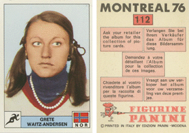 Panini Montreal 76 - Grete Waitz