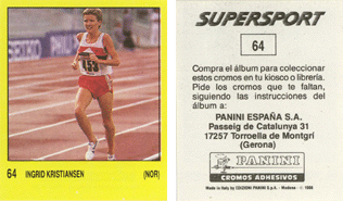 Panini Supersport - Spain - Ingrid Kristiansen