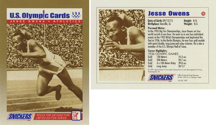 U.S. Olympic Cards (Snickers), 1992 - Jesse Owens